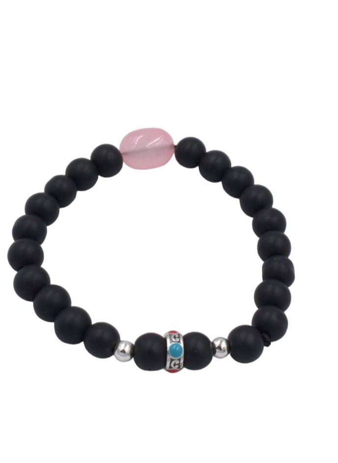 Rosh Fashion Stone Bracelet- Black/Pink  - Image 1