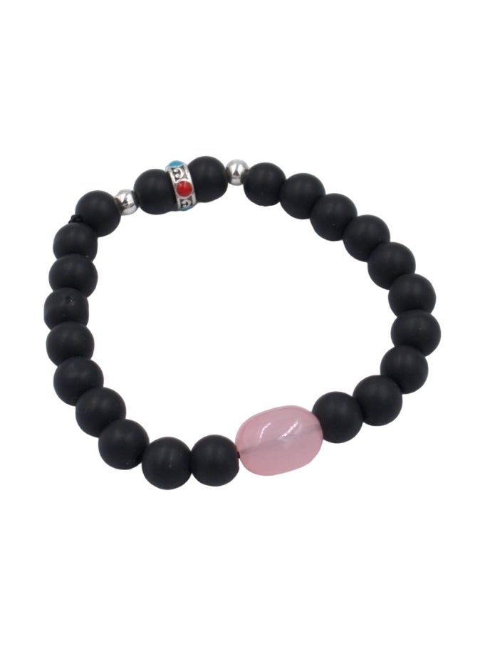 Rosh Fashion Stone Bracelet- Black/Pink  - Image 2