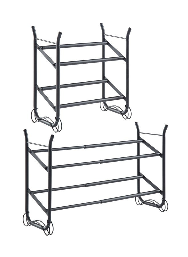 SunnyPoint Expandable & Stackable 2-Tier Shoe Rack – Adjustable Shoe Organizer for Entryway, Closet or Bedroom, Holds 4 to 8 Pairs, Space-Saving Metal Shoe Storage Shelf (17.5"–31.49" W) (BLK, 2 Tier) - Image 5