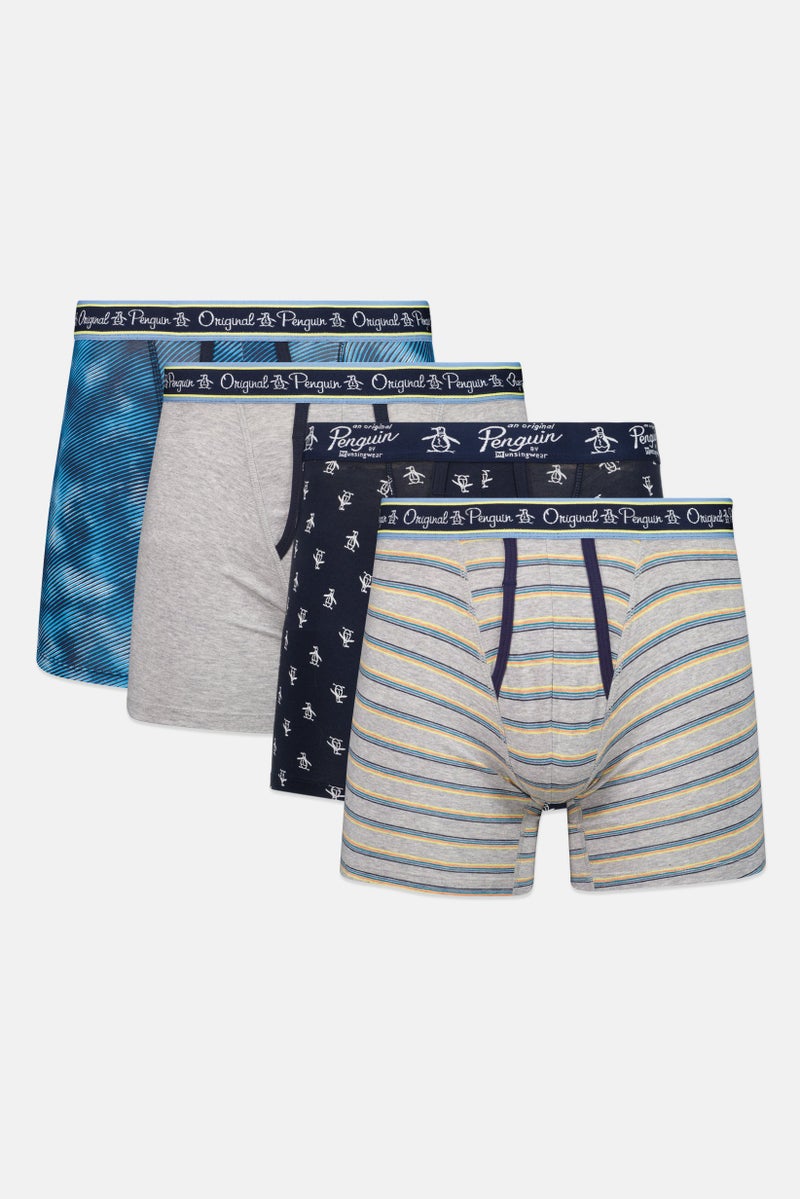 Original Penguin Men 4 Pcs Brand Logo Pull On Boxer Briefs, Multicolor - Image 1