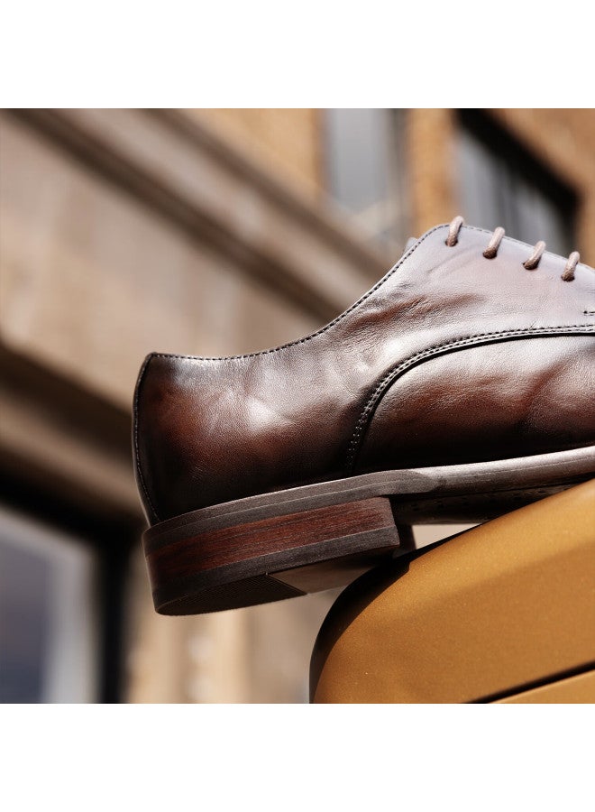 Desai Hand-sed Men's Business Casual Leather Shoes, Genuine Leather, Suede, Formal Wear, Handmade Soft-soled Men's Shoes, Brown, Size 39 - Image 2