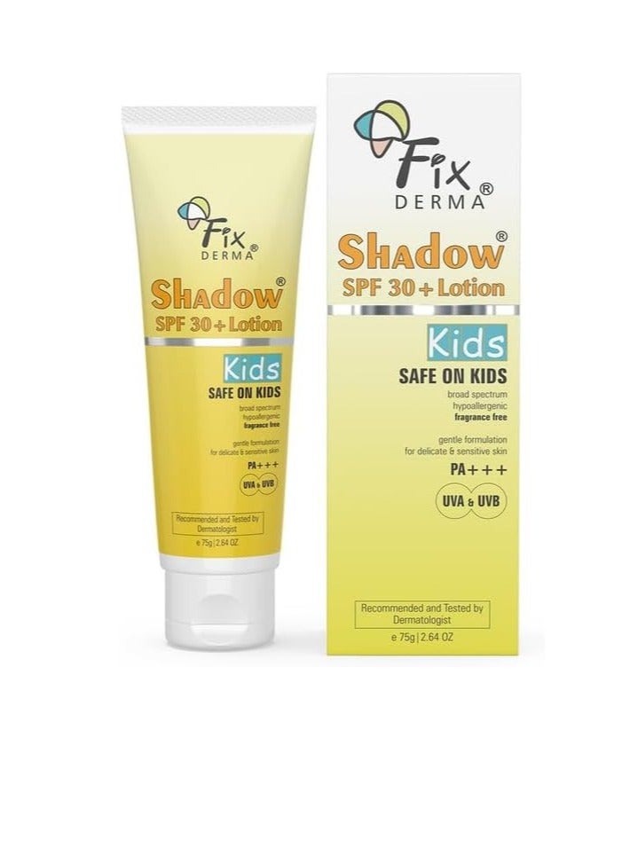 Fixderma Shadow Sunscreen SPF 30+ Lotion for Kids PA+++ | Sunscreen for Sensitive Skin,Sunscreen for Body & Face | Broad Spectrum Sunscreen for UVA & UVB Protection,Non Greasy&Water Resistant - 75gm - Image 2