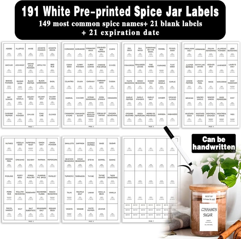 GPOVVIMX 12 Pcs Glass Spice Jars with Bamboo Airtight Lids and 191 Labels - 8.5oz Small Food Storage Containers for Kitchen, Seasoning, Coffee, Herb - Spoon and Marker Included - Image 3