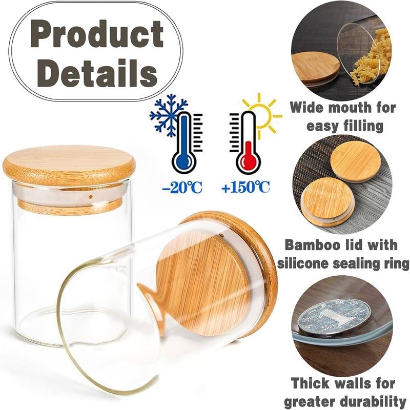 GPOVVIMX 12 Pcs Glass Spice Jars with Bamboo Airtight Lids and 191 Labels - 8.5oz Small Food Storage Containers for Kitchen, Seasoning, Coffee, Herb - Spoon and Marker Included - Image 4