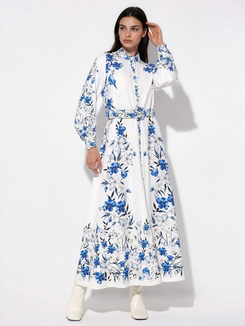 Jennyfer Floral Belted Maxi Shirt Dress - Image 2