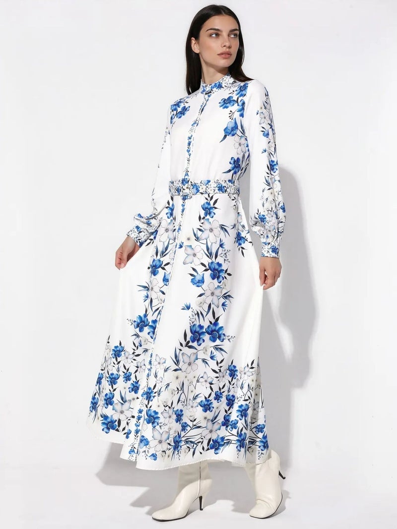Jennyfer Floral Belted Maxi Shirt Dress - Image 3