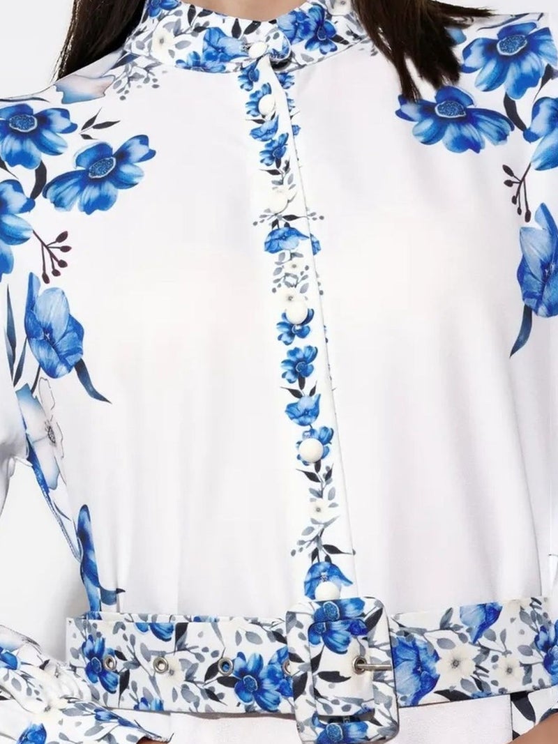 Jennyfer Floral Belted Maxi Shirt Dress - Image 5