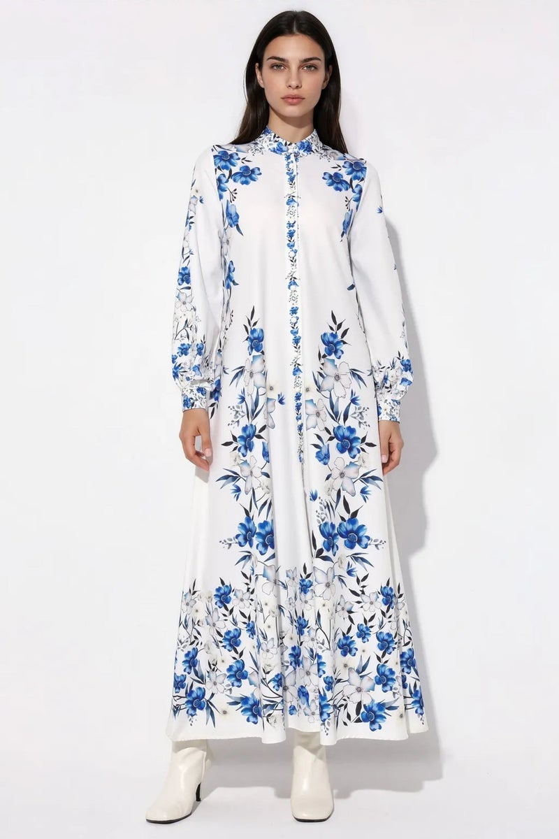 Jennyfer Floral Belted Maxi Shirt Dress - Image 1