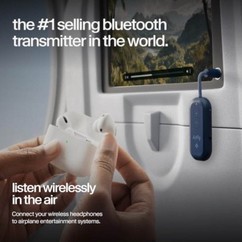 AirFly Pro 2 Bluetooth 5.0 Transmitter/Receiver for TV/Airplane to 2 Wireless Headphones Wireless Adapter for AirPods, Airplane, Car, Gym, Home, Use with Any 3.5 mm Audio Jack, Blue - Image 3