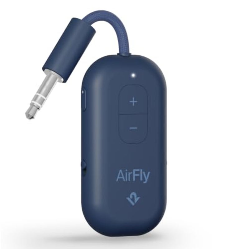AirFly Pro 2 Bluetooth 5.0 Transmitter/Receiver for TV/Airplane to 2 Wireless Headphones Wireless Adapter for AirPods, Airplane, Car, Gym, Home, Use with Any 3.5 mm Audio Jack, Blue - Image 1