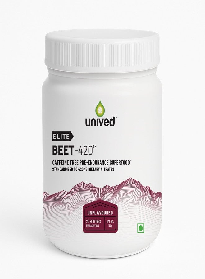 Unived Elite Beet-420 | Beetroot Extract standardized to 6.5% Dietary Nitrate, 420mg Nitrate Per Serving | Endurance Superfood for Athletes | Vegan, Caffeine-Free, Pre-Workout Powder| 20 Servings - Image 1