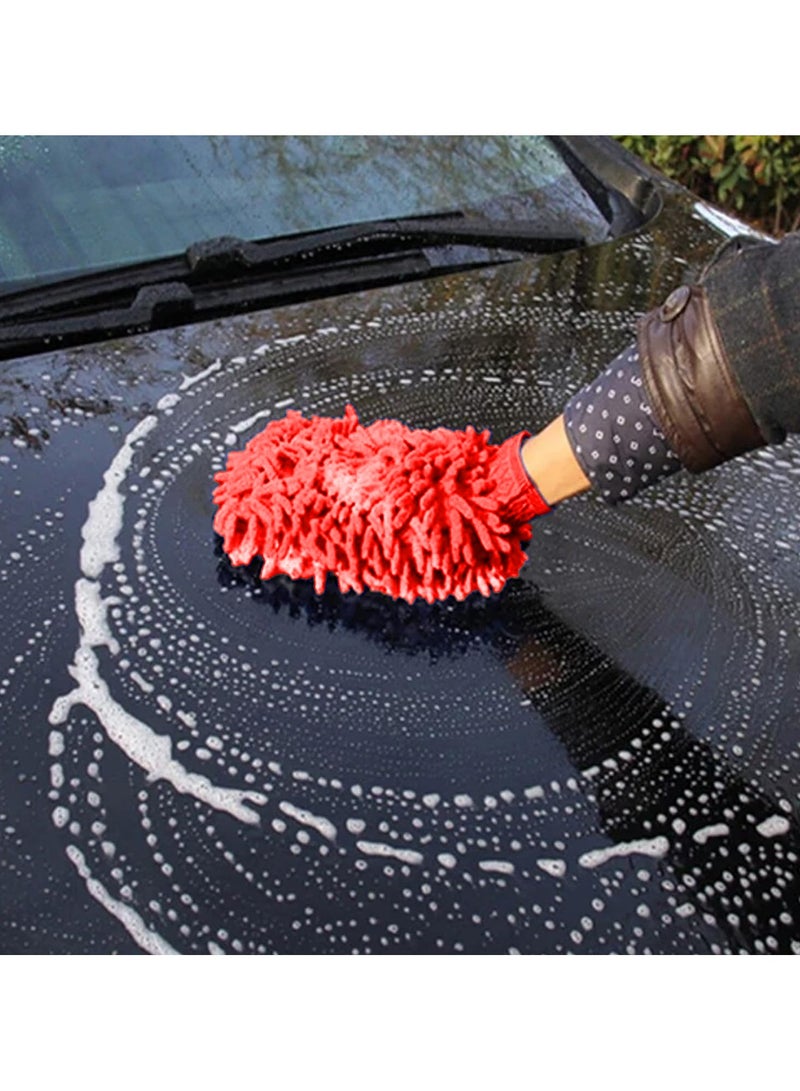 3XR Double Sided Microfiber Ultra Soft Car Washing Mitt Reusable Duster Gloves for Wet/Dry Application 1PCS Red - Image 4