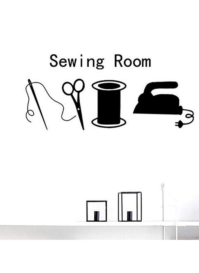 BIBITIME Sewing Room Needle Thread Scissors Wall Decals Tailor'S Shop Dress Cloth Store Window Sign Vinyl Sticker Home Art Pvc Murals Living Room Women Bedroom Decor (Black, Sheet 15.7" X 35.4")  - Image 3
