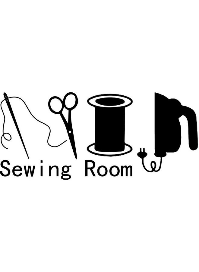BIBITIME Sewing Room Needle Thread Scissors Wall Decals Tailor'S Shop Dress Cloth Store Window Sign Vinyl Sticker Home Art Pvc Murals Living Room Women Bedroom Decor (Black, Sheet 15.7" X 35.4")  - Image 1