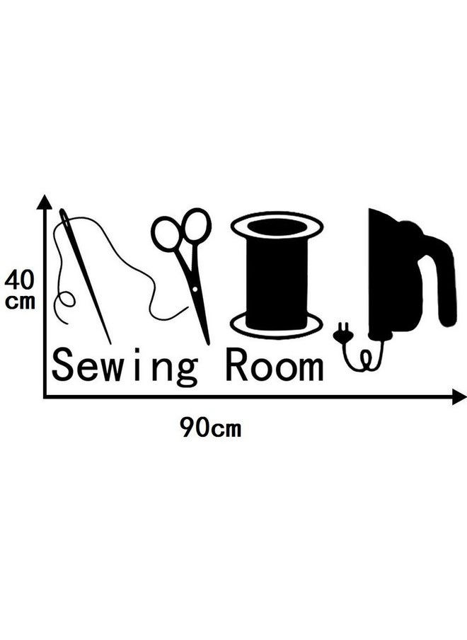 BIBITIME Sewing Room Needle Thread Scissors Wall Decals Tailor'S Shop Dress Cloth Store Window Sign Vinyl Sticker Home Art Pvc Murals Living Room Women Bedroom Decor (Black, Sheet 15.7" X 35.4")  - Image 2