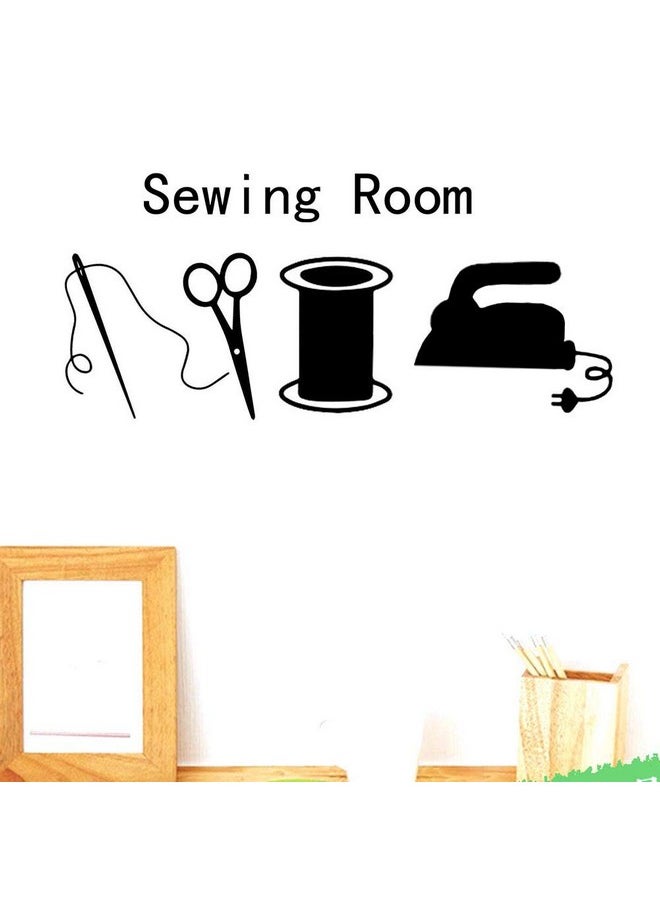 BIBITIME Sewing Room Needle Thread Scissors Wall Decals Tailor'S Shop Dress Cloth Store Window Sign Vinyl Sticker Home Art Pvc Murals Living Room Women Bedroom Decor (Black, Sheet 15.7" X 35.4")  - Image 4