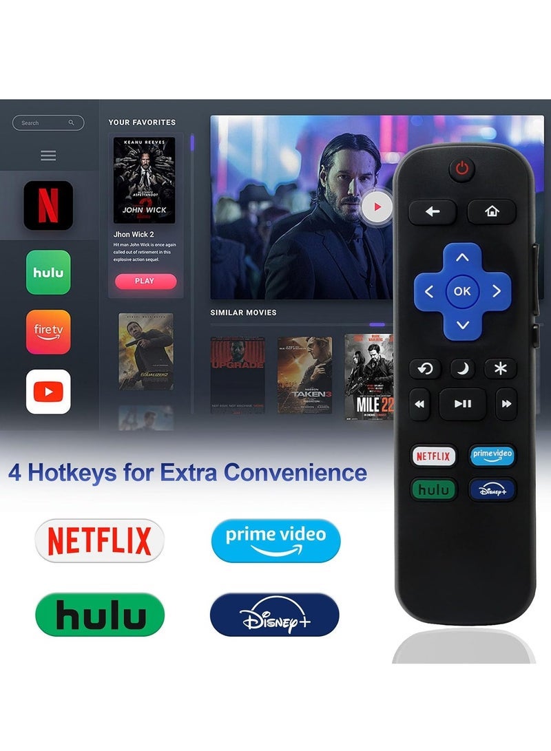PopZa Universal Remote Control Fits All Roku Smart TVs, Replacement Compatible with TCL Roku/Hisense Roku/Sharp Roku/Insignia Roku TV etc, NOT Fit for Roku Stick & Box with battery - Image 3