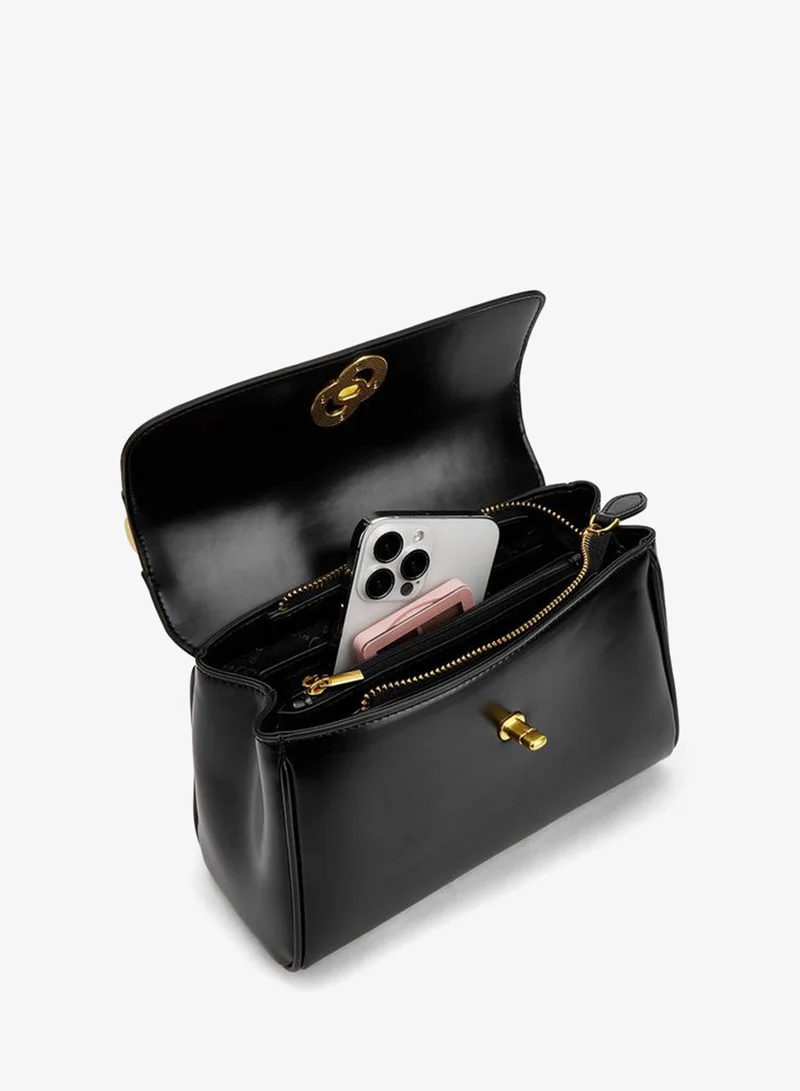 Celeste BLACK Solid Crossbody Bag With Detachable Strap for Women | Best Price UAE
