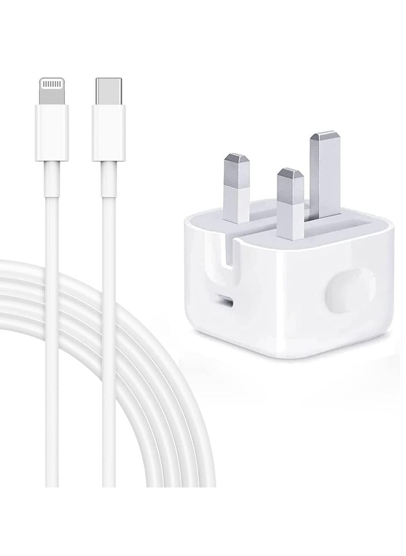 CASE LOGIC - MFi Certified iPhone 20W PD Fast Charger Type C Power Block Wall Charger Plug Adapter 1 M USB-C to Lightning Cable white Q1 - Image 1