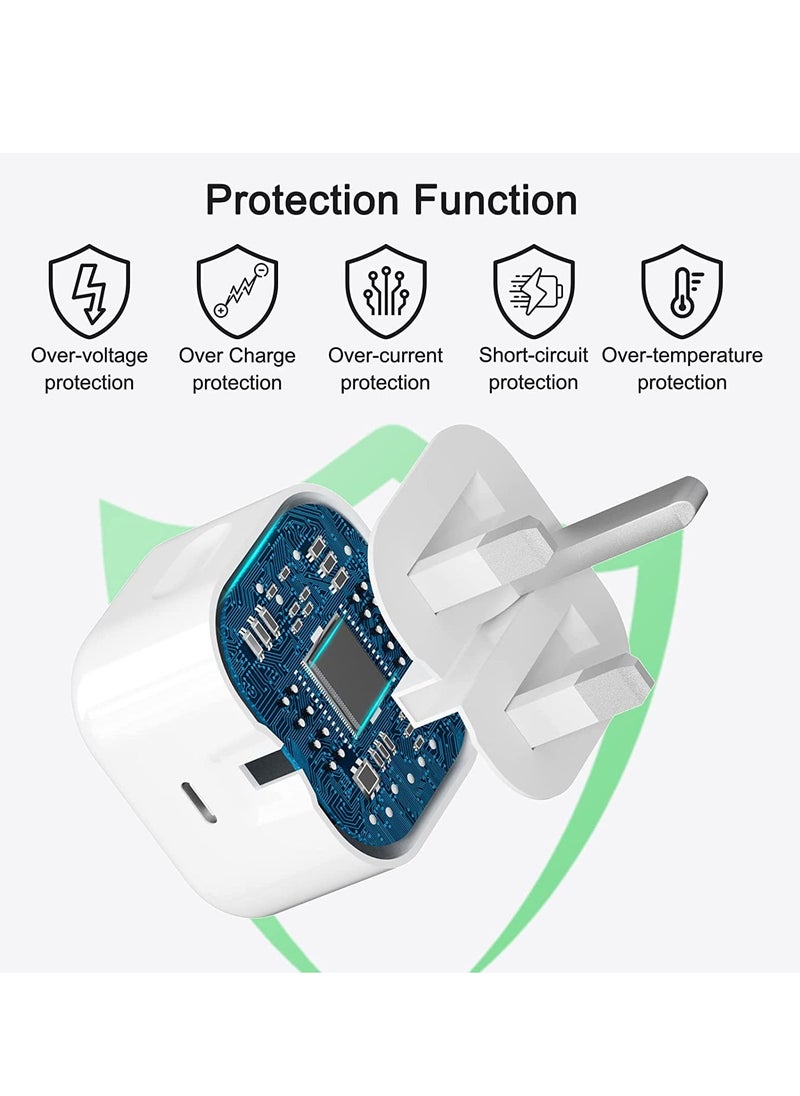 CASE LOGIC - MFi Certified iPhone 20W PD Fast Charger Type C Power Block Wall Charger Plug Adapter 1 M USB-C to Lightning Cable white Q1 - Image 1