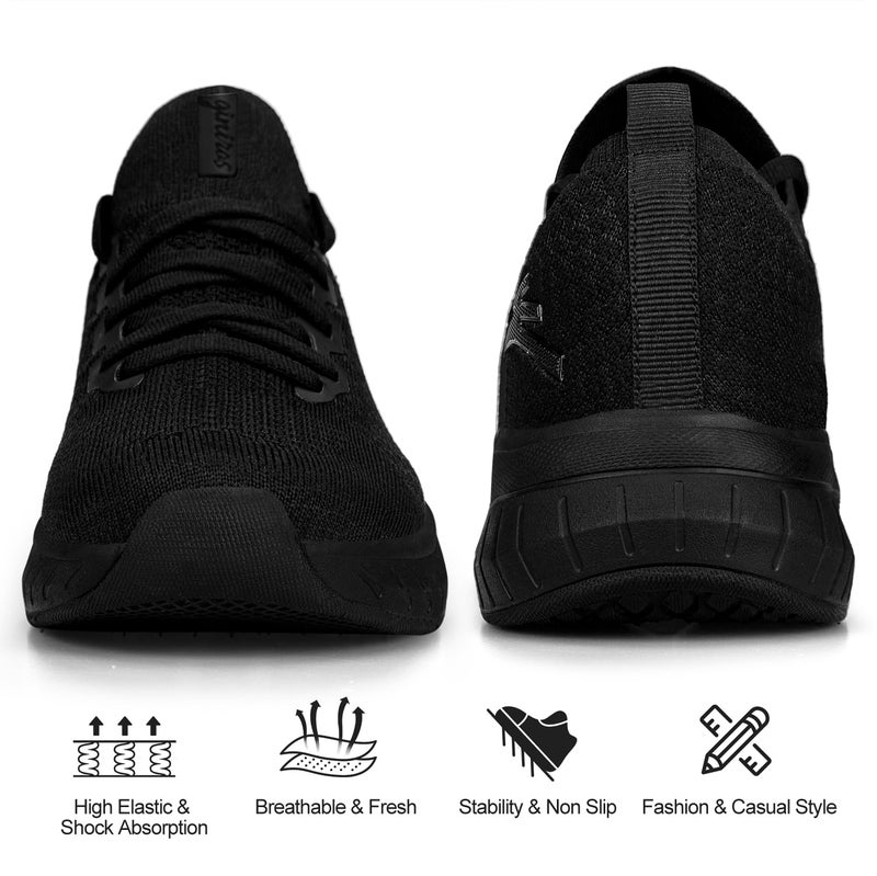 Puweco Mens Slip on Walking Shoes Non Slip Tennis Shoes Lightweight Gym Sneakers All Black Size 8 - Image 5
