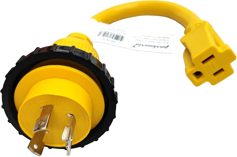 Park World 691975 RV Pigtail Shore power 30A Male L5-30P to 5-15R Female Dogbone Adapter Power Cord, Twist Lock L5-30 Plug to 5-15 Receptacle (1FT) - Image 1