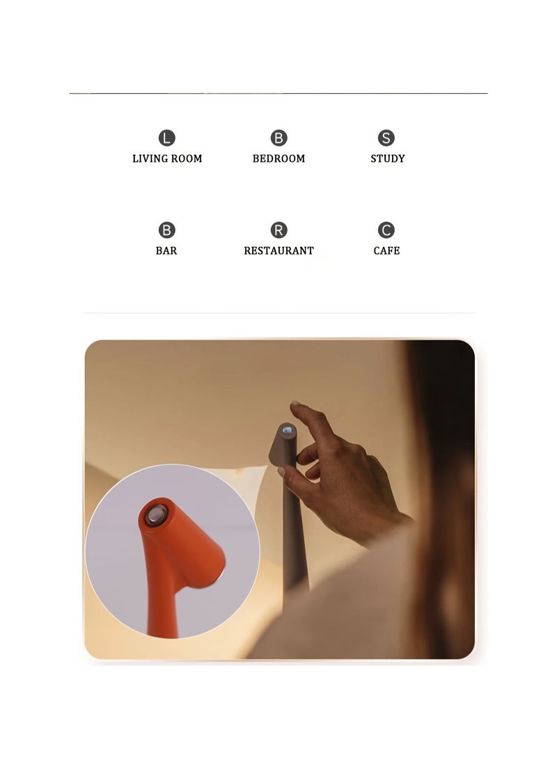 AROAQ Minimalist Creative Touch Night Light – Rechargeable Art Deco Table Lamp for Bedroom Bedside, Pagoda Shade Design, Battery Powered - Image 3