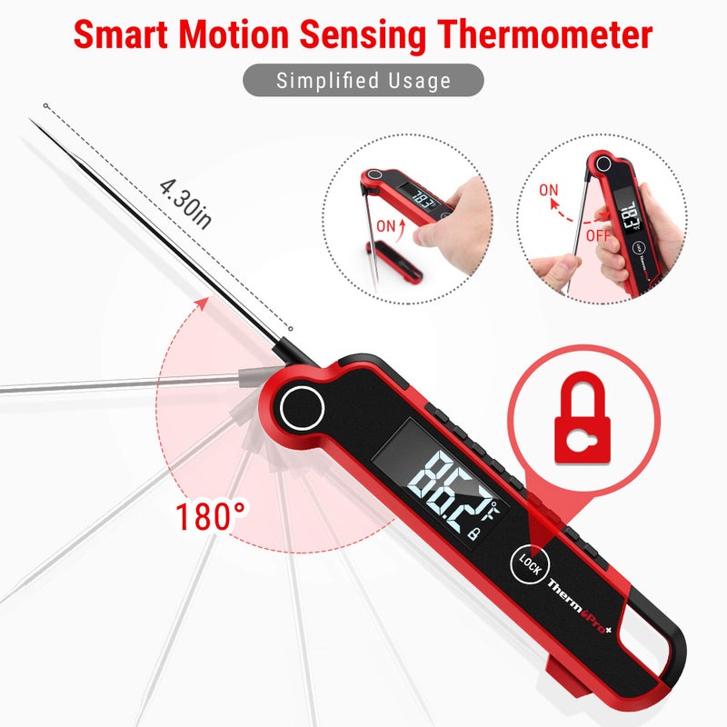 ThermoPro TP620 Instant Read Meat Thermometer Digital, Cooking Thermometer with Large Auto-Rotating LCD Display, Waterproof Food Thermometer Digital for Kitchen, BBQ, or Grill - Image 5