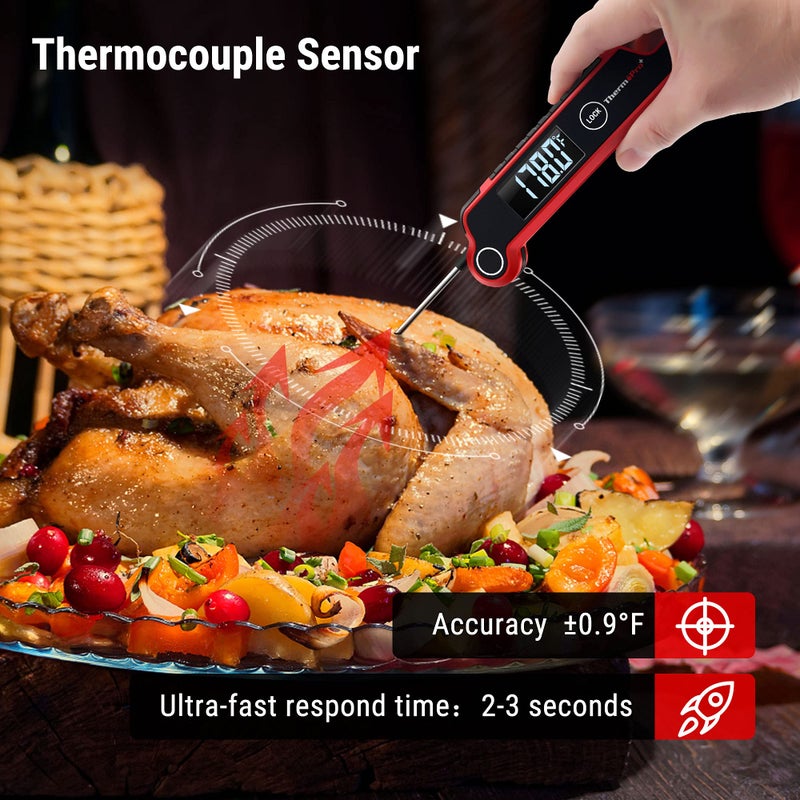 ThermoPro TP620 Instant Read Meat Thermometer Digital, Cooking Thermometer with Large Auto-Rotating LCD Display, Waterproof Food Thermometer Digital for Kitchen, BBQ, or Grill - Image 4