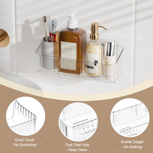 ZEXALOR Wall Mount Organizer for Kicthen, Bathroom, Dresser, Office, Pantry Storage and Organization - Clear Long Wall Basket Storage, Cabinet Door Organizer (9.4×3.9×2.7") - Image 3