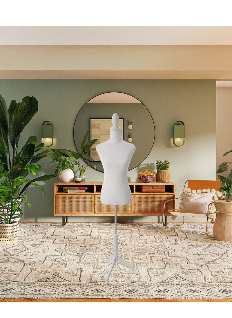 Arabest Female Dress Form Mannequin Torso with Wooden Tripod Stand 55-67 Inch Height Adjustable Mannequin Body for Sewing Counter Window Display,White  - Image 3