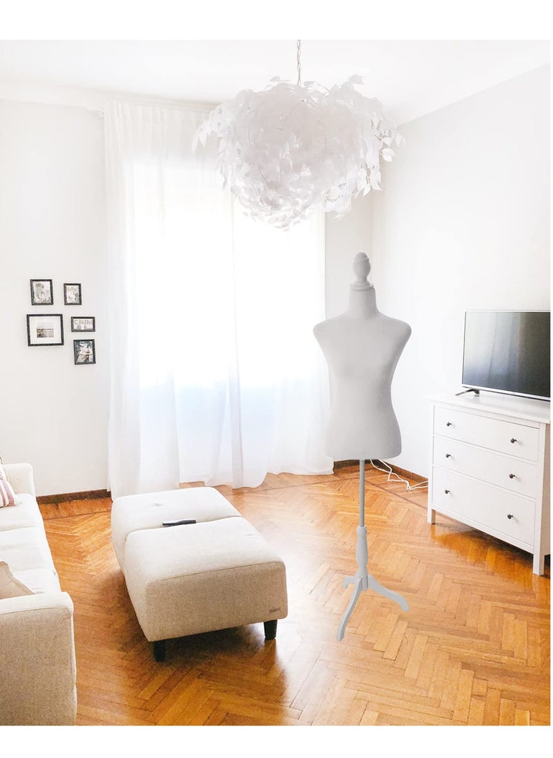 Arabest Female Dress Form Mannequin Torso with Wooden Tripod Stand 55-67 Inch Height Adjustable Mannequin Body for Sewing Counter Window Display,White  - Image 4