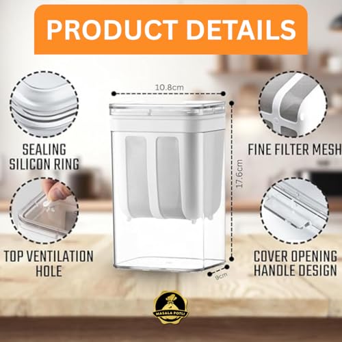 MASALA POTLI Greek Yogurt Strainer 1100ml | BPA-Free Curd Strainer for Thick Dahi, Nut Milk, Kefir, Juice | Yogurt Maker with Fine Mesh Bag & Lid | Fridge-Friendly Multipurpose Home Essential - Image 2
