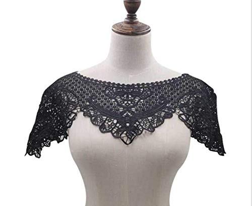 ZALALAA Embroidered Floral Lace Neckline Neck Collar Trim Clothes Sewing Applique Edge Black - Image 1