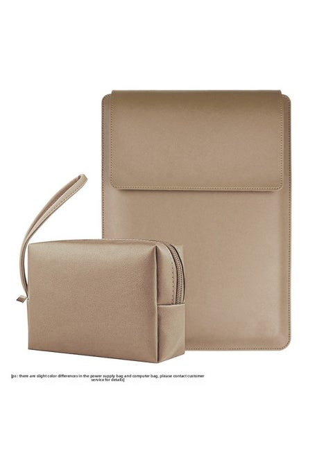 Applicable Laptop Stand Computer Bag MacBook Multi-functional Liner Bag Apple For Huawei Lenovo Storage Bag-Color:Khaki [liner Package + Power Package]]-Applicable Model:13.3-inch/14-inch Universal
