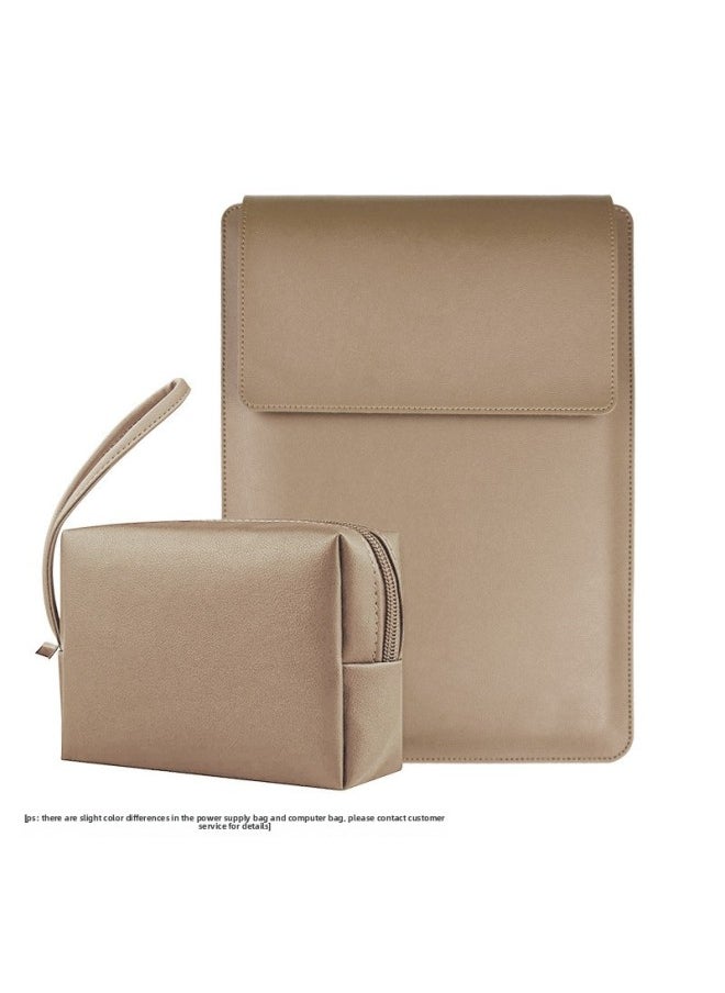 Generic - Applicable Laptop Stand Computer Bag MacBook Multi-functional Liner Bag Apple For Huawei Lenovo Storage Bag-Color:Khaki [liner Package + Power Package]]-Applicable Model:13.3-inch/14-inch Universal - Image 1