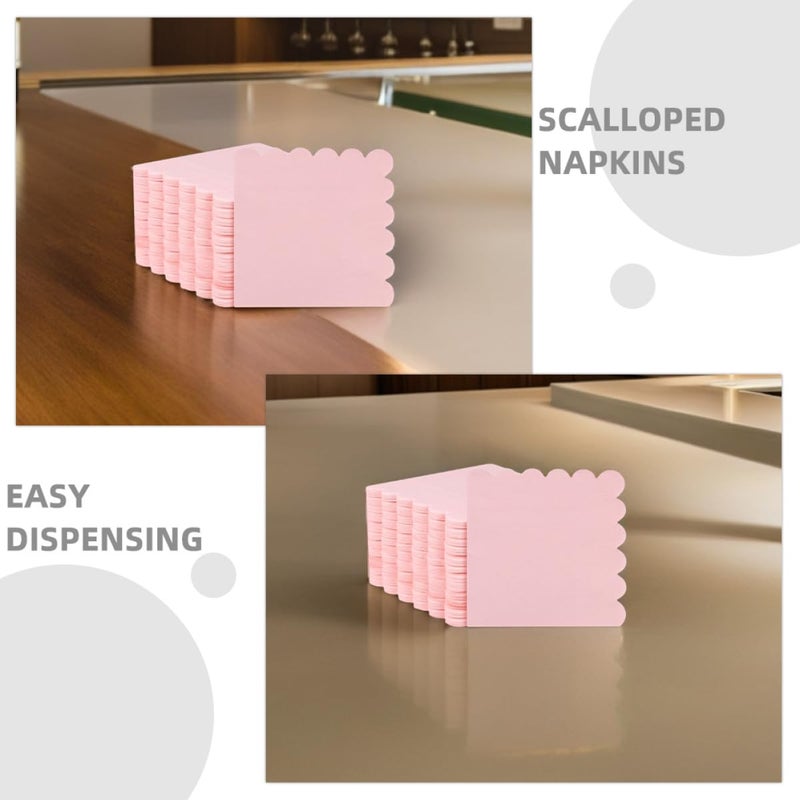 مناديل ورقية وردية بحافة متموجة 25x25 سم 100 قطعة للاستخدام لمرة واحدة لحفلات وأعراس الطاولة - Image 4