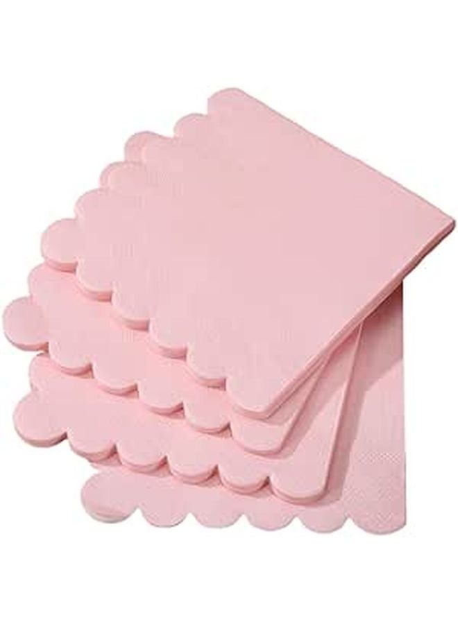 مناديل ورقية وردية بحافة متموجة 25x25 سم 100 قطعة للاستخدام لمرة واحدة لحفلات وأعراس الطاولة - Image 1