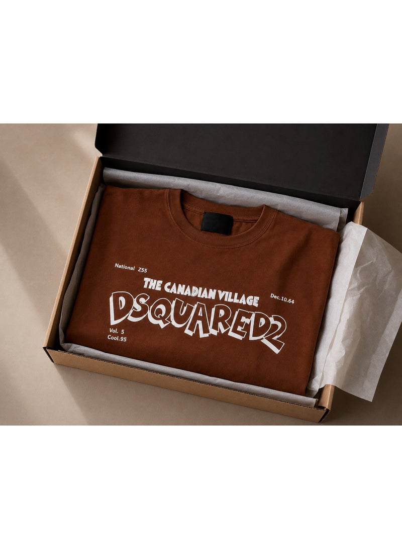 Oversized Brown Typography Graphic T-Shirt Streetwear - Image 4