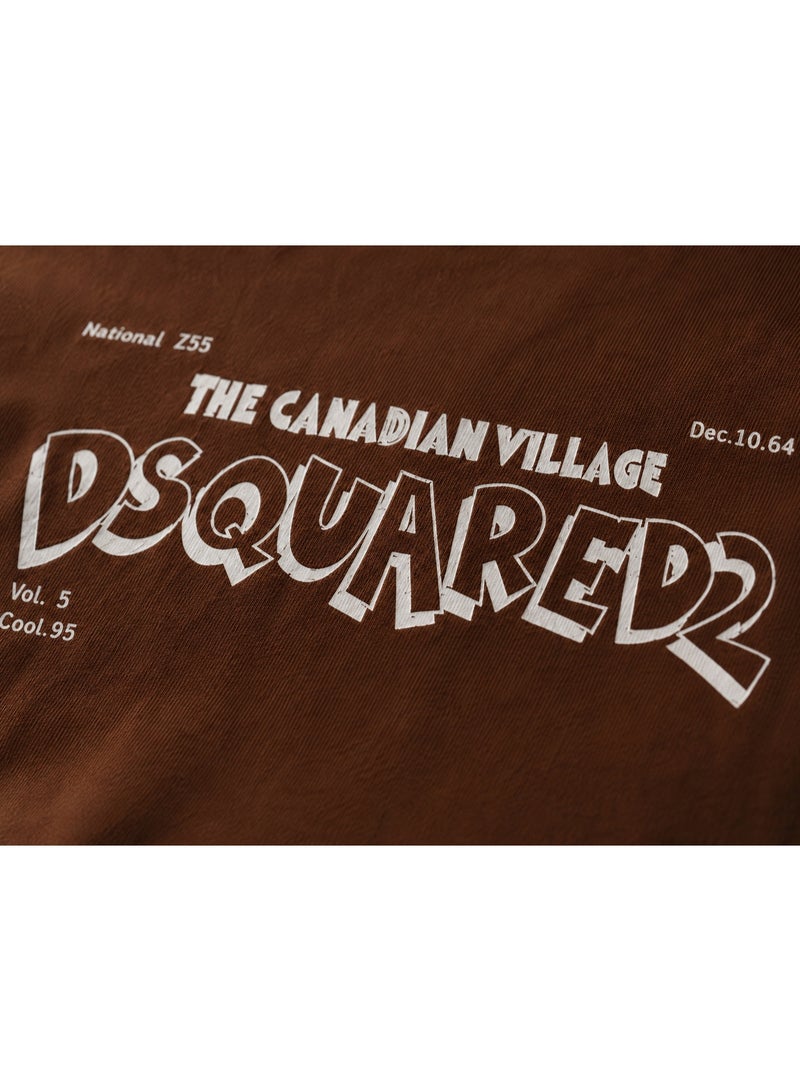 Oversized Brown Typography Graphic T-Shirt Streetwear - Image 5
