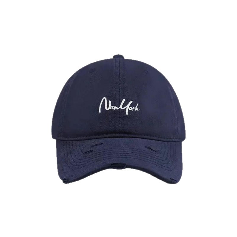 Distressed Embroidery Baseball Cap for Women, Letter Design, Wide Brim, Sun Protection - Image 5