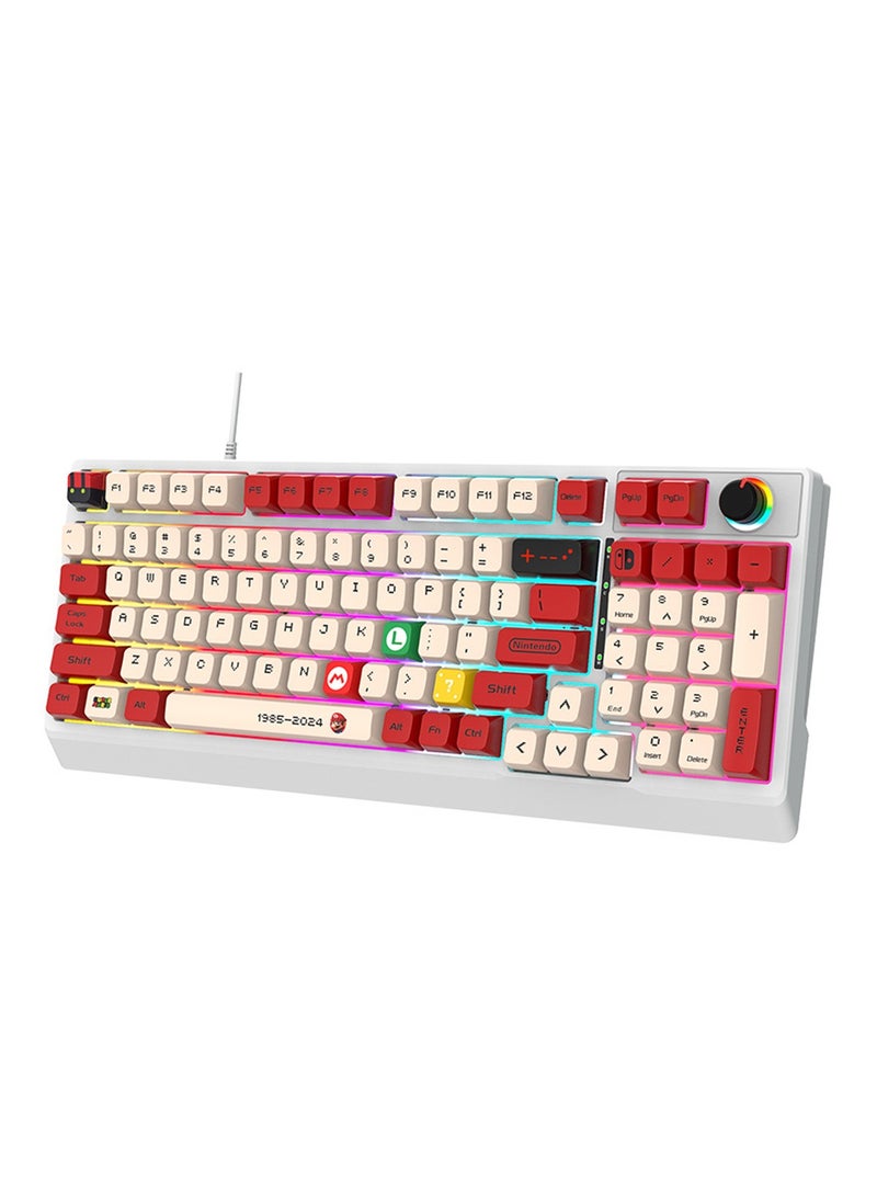 Gasin 98-key Mario theme mechanical keyboard with red axis - Image 1