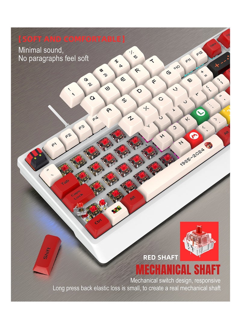Gasin 98-key Mario theme mechanical keyboard with red axis - Image 3