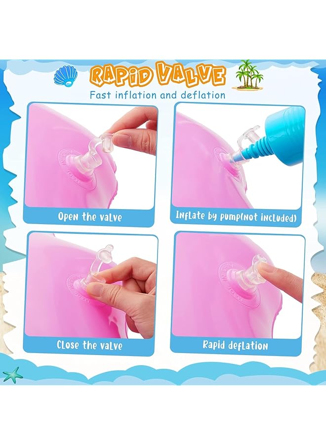 KASTWAVE 2 Pack Shell Swim Rings Inflatable Seashell Pool Float Swimming Floatie Glitter Confetti Raft Water Swim Tube Summer Beach Party Decorations(Pink Blue) - Image 3