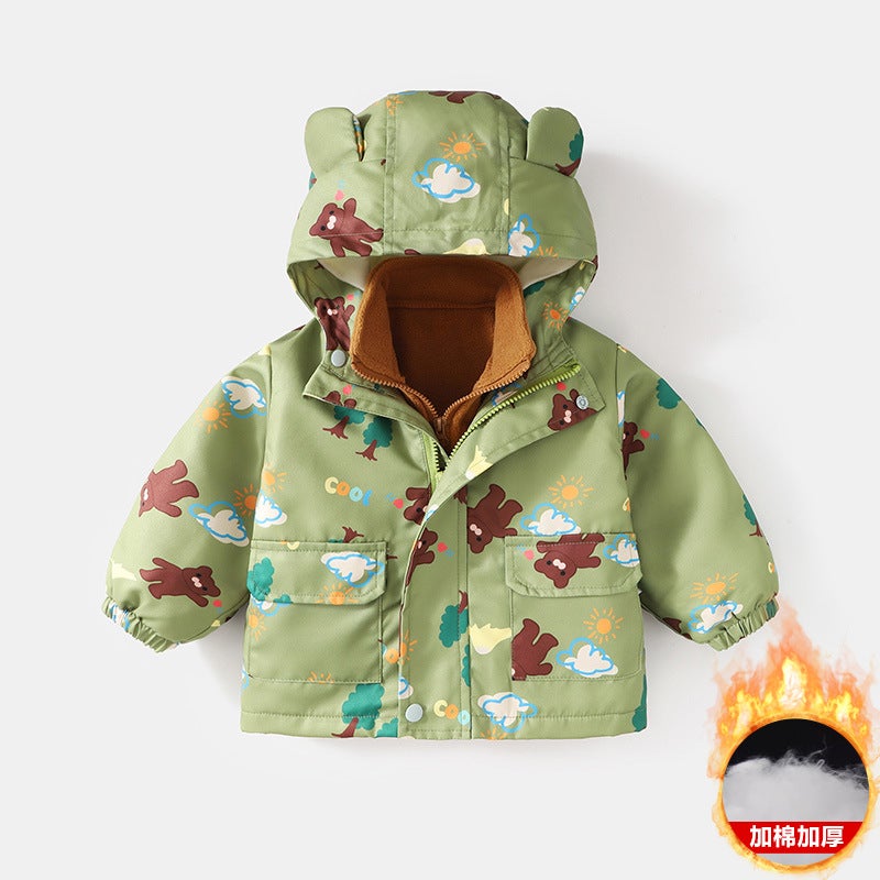 Children'S Coat Three-In-One Boy'S Parker Suit New Cotton And Thickening Windproof Detachable Baby Children'S Clothing - Image 1