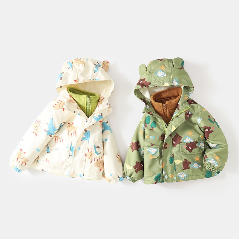 Children'S Coat Three-In-One Boy'S Parker Suit New Cotton And Thickening Windproof Detachable Baby Children'S Clothing - Image 4