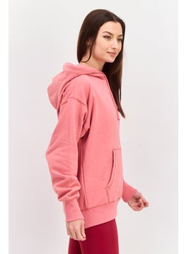 NIA Women Solid Long Sleeve Hoodie, Rose  - Image 2