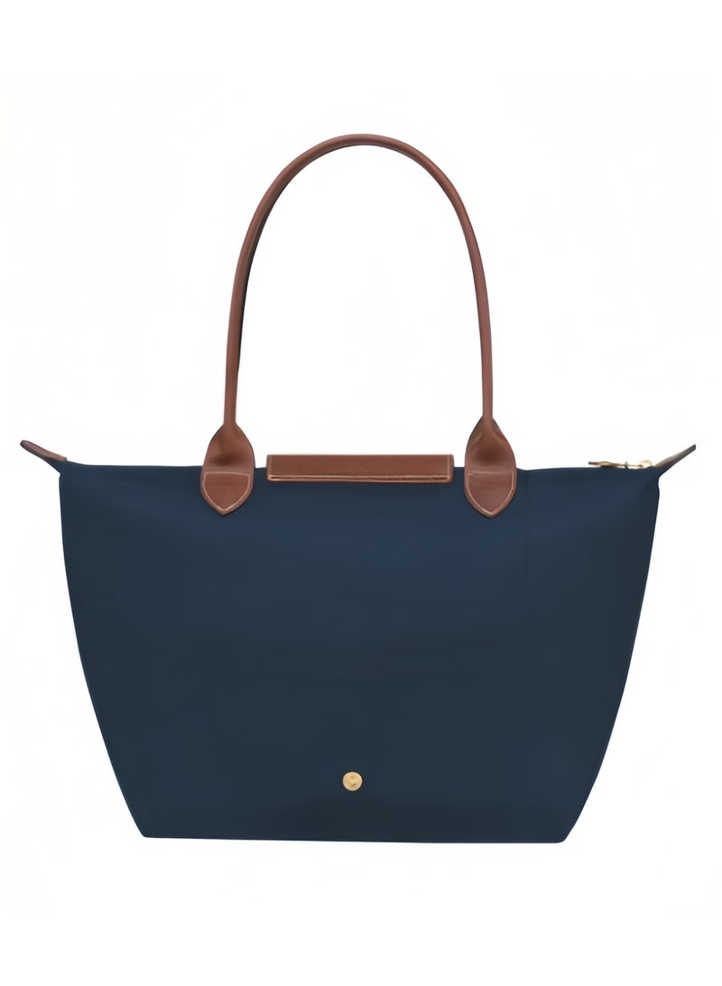 لونج شامب حقيبة كتف نسائية متوسطة، حقيبة يد، حقيبة على الكتف باللون البحري الكلاسيكي - Image 4