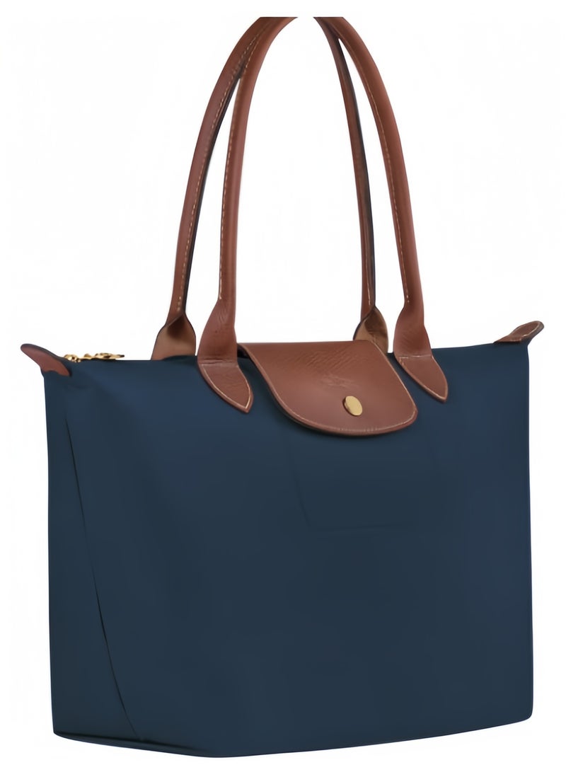 لونج شامب حقيبة كتف نسائية متوسطة، حقيبة يد، حقيبة على الكتف باللون البحري الكلاسيكي - Image 3