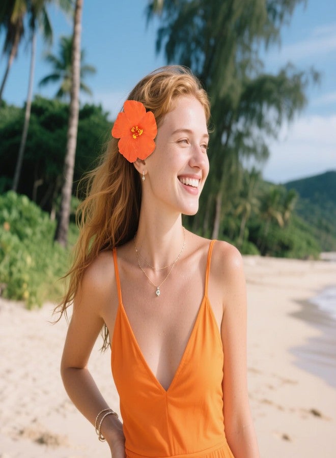 Wecoe 12pcs Mixed Style Colorful Tropical Flower Hair Clips Set - Hibiscus Hair Clips Hawaiian Luau Party Decor & Beach Accessories - Image 2